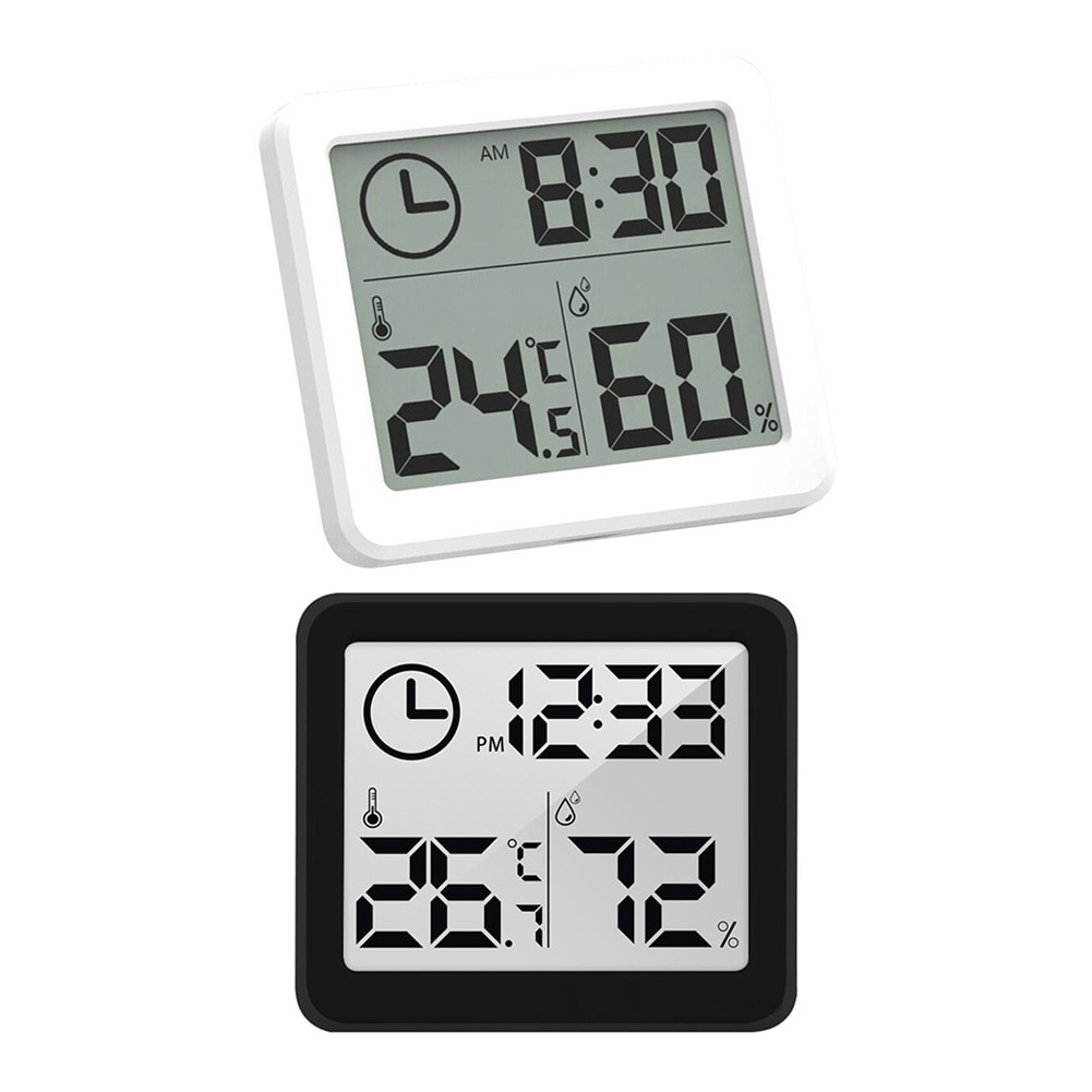 Digital Thermometer Hygrometer Meter Automatic Electronic Humidity Monitor Alarm Clock LCD Screen Display Indoor Dry Hygrometer