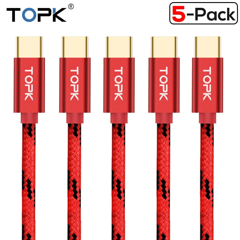 TOPK [5-Pack] USB Type C Kabel Data Sync USB-C Charger Kabel Voor Samsung XiaoMi Huawei Adapter mobiele Telefoon Kabel