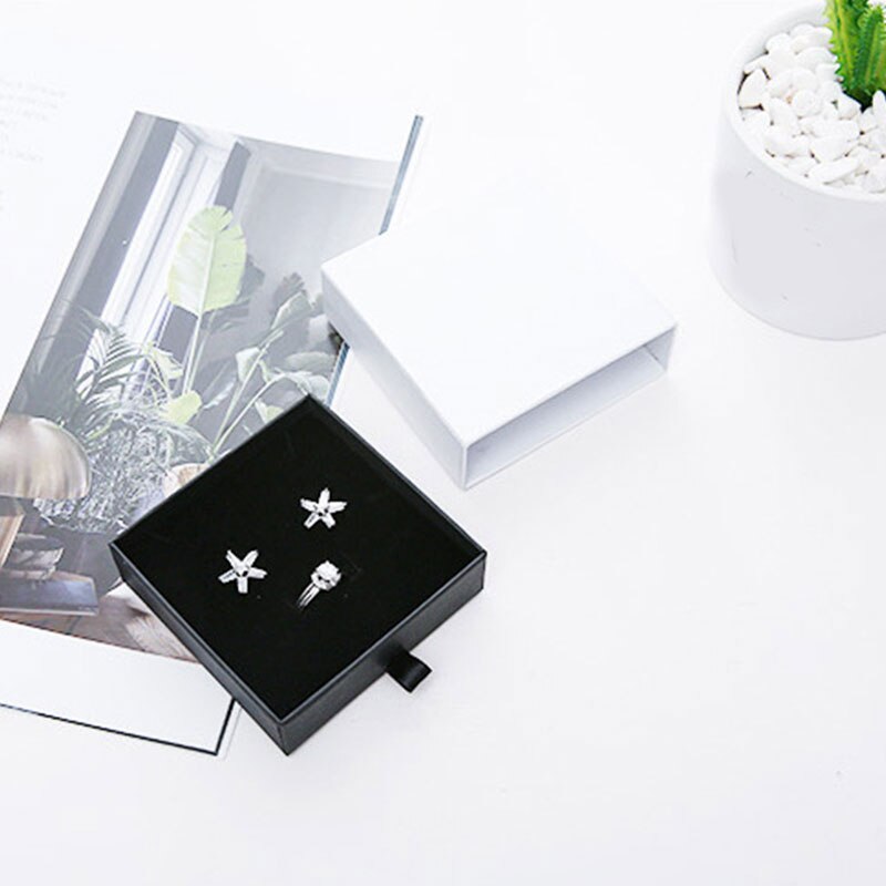 Jewelry Box Black and White Drawer Box for Ring Earrings Necklace Bracelet Jewelry Packaging Storage Boxes for Jewellery