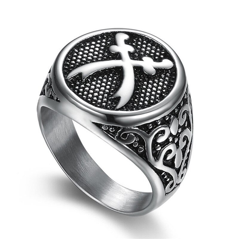 Bague pour hommes, épée Zulfakra Imam Ali, sceau, couleur argent, titane, acier inoxydable, bijoux musulmans, Punk, hanche