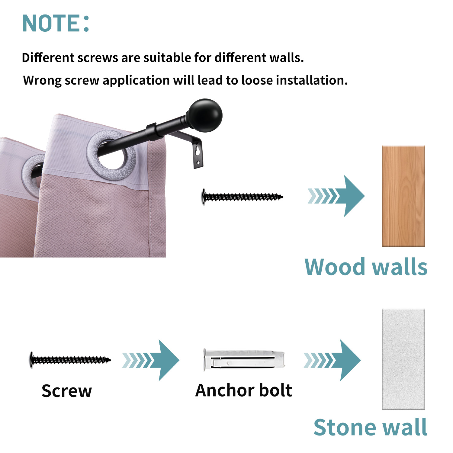 Black Curtain Rods for windows 24 to 94 inch, Splicing Heavy Duty Metal Curtain Rod Set with Brackets