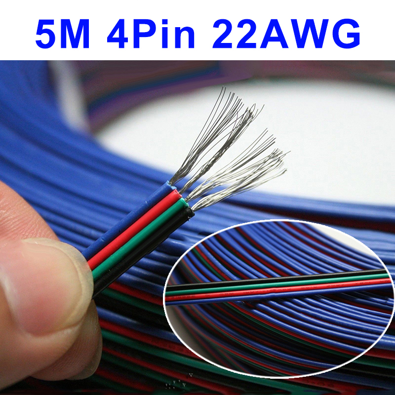 4-Pin Zwart/Groen/Rood/Blauw Draad Rgb Verlengkabel Cord 22AWG Dc 12V Led breiden Draad Connector Voor 3528 5050 Led Strip Licht