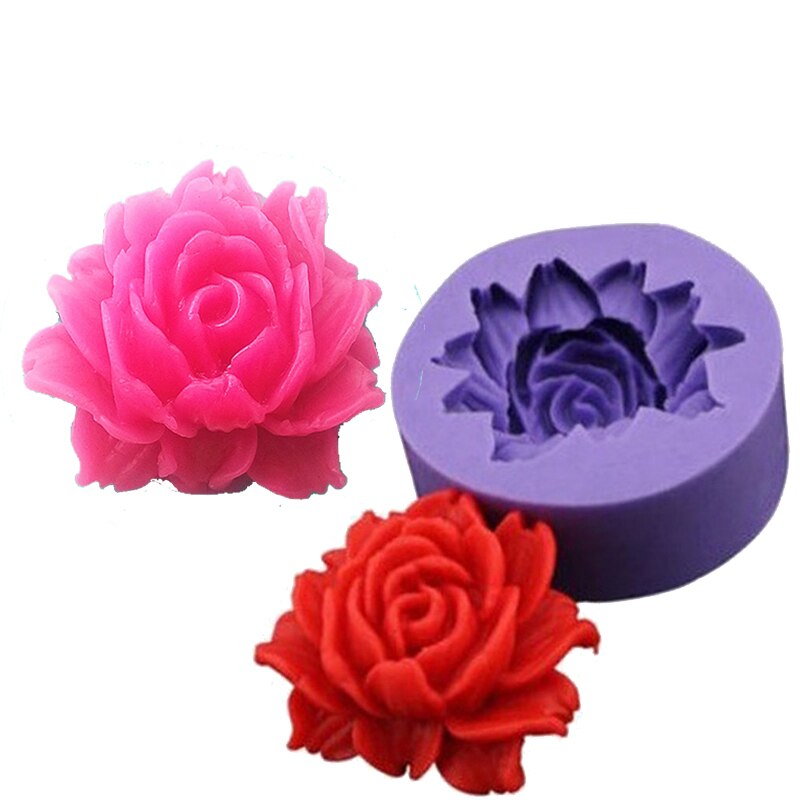 3 st/set rosenblomma silikonformar form kaka tvål form 3d fondant tårta choklad ljus formar lera harts kökstillbehör