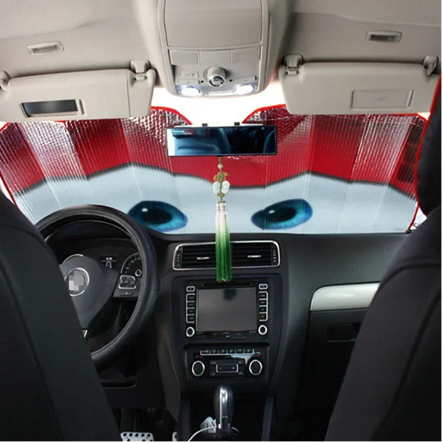 Auto Zonwering 4 Kleuren Ogen Verwarmde Voorruit Zonnescherm Autoruit Voorruit Cover Zonnescherm Auto Zonneklep Auto-covers
