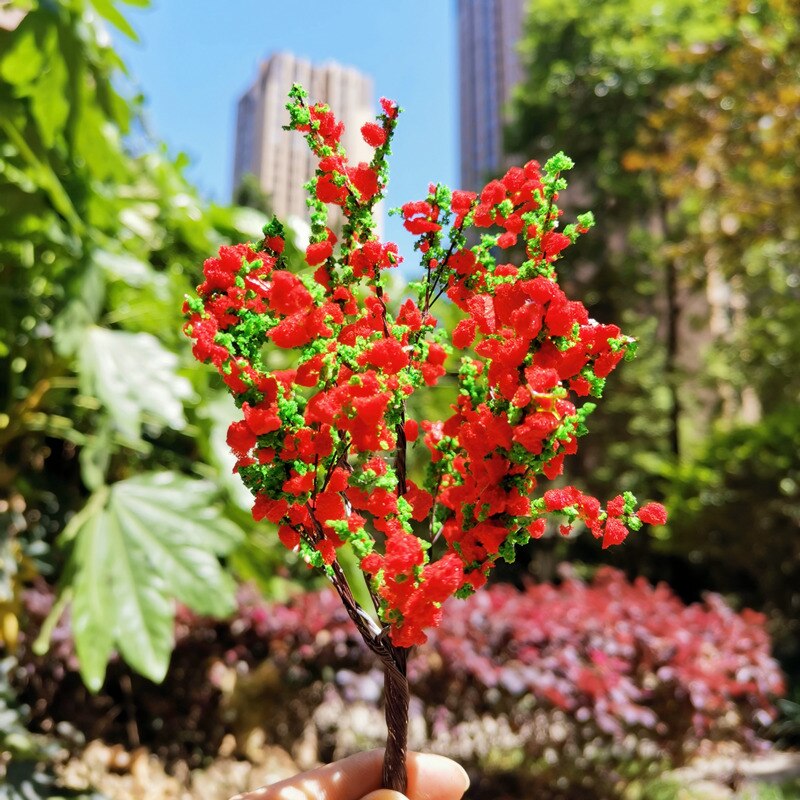 model tree highly 10cm/12cm/15cm/20cm Sand tray model material red model tree N scale train park railway layout landscape tree