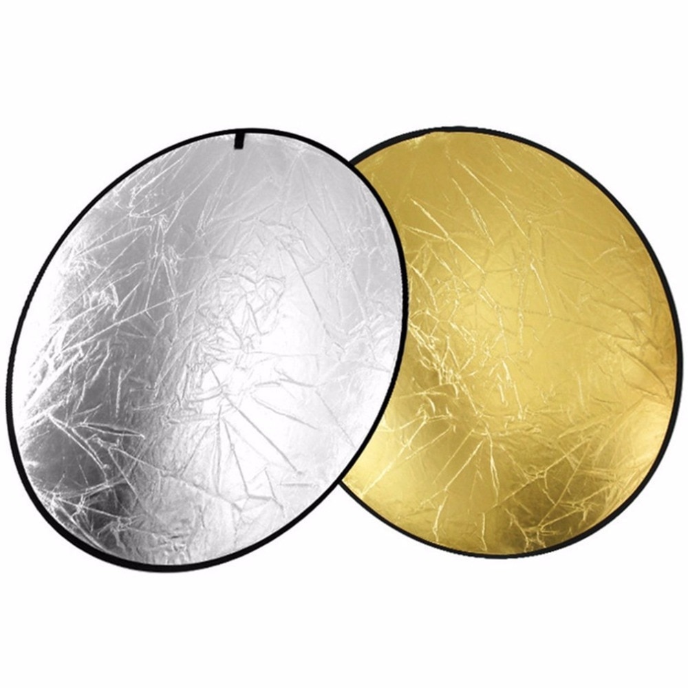 60cm 2 in 1 lichtreflector draagbare opvouwbare schijf fotografiereflector goud & zilver voor portretfotografie