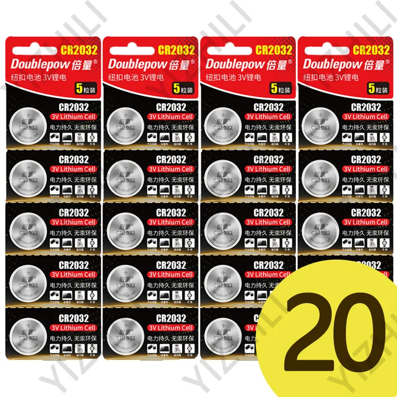 Doublepow CR2032 3V Lithium Cell Button bateria 2032 for Toys watch Car compaction Remote control Mercury free: BRANCO
