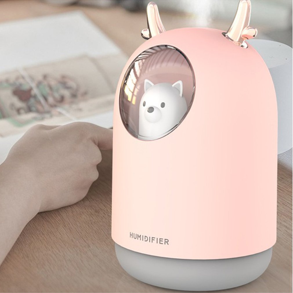 Schattige huisdier usb mini luchtbevochtiger thuis slaapkamer dempen klein bureau luchtspray dier mechanisch ultrasoon 30 db dempen