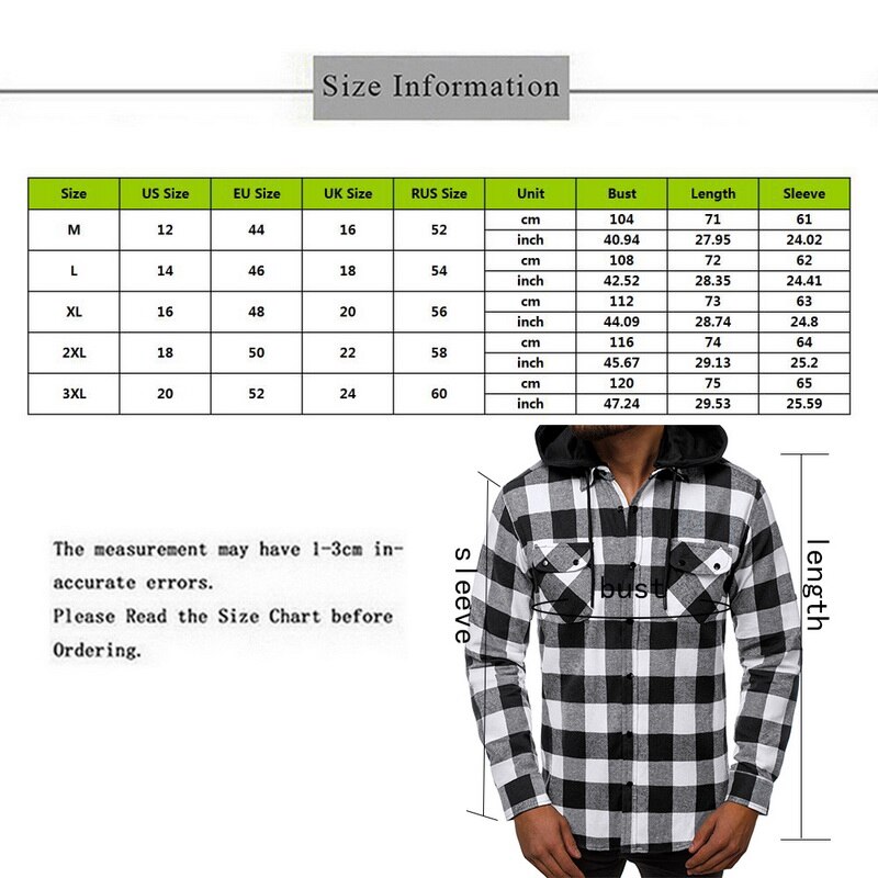 Puimentiua skjorta herr vårrutiga skjortor huva ytterkläder långärmad casual manlig chemise homme eu storlek