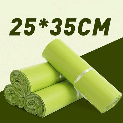 100 pezzi verde nuovo materiale Mailer spessa borsa espressa rosa lettera spedizione imballaggio sacchetto corriere poli sacchetto di trasporto posta di plastica: green  25x35cm