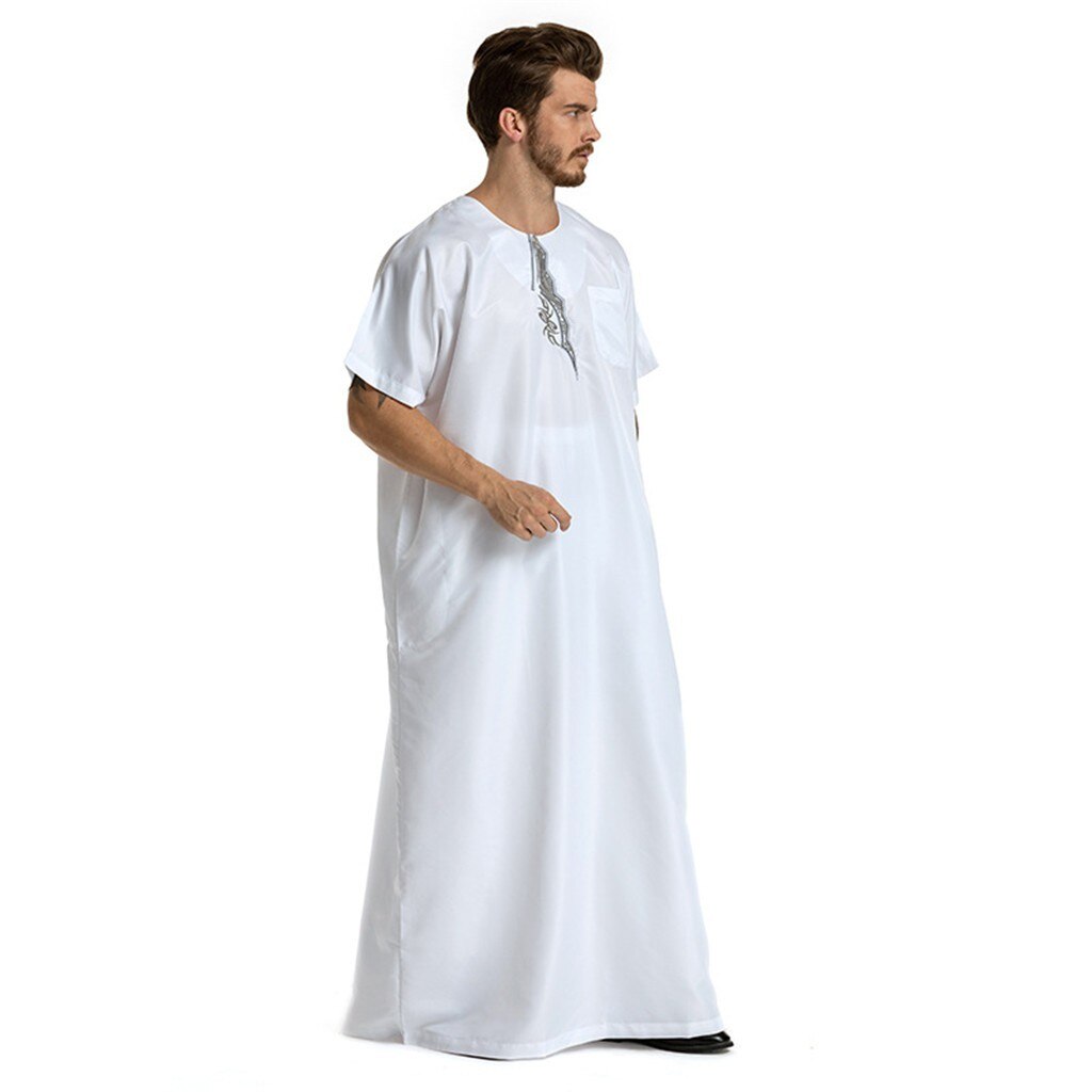 Arabische Moslemische Kleidung Männer Jubah Thobe Ethnische Roben Kurzarm Islamischen Pakistan Nahen Osten max Kleid Kaftan Saudi-arabien Männer