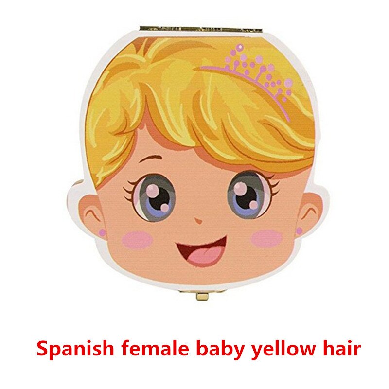 Baby Spanish English Wooden Tooth Box Organizer Boys Girls Infant Baby High Teeth Case Souvenirs For Children Kids: 06