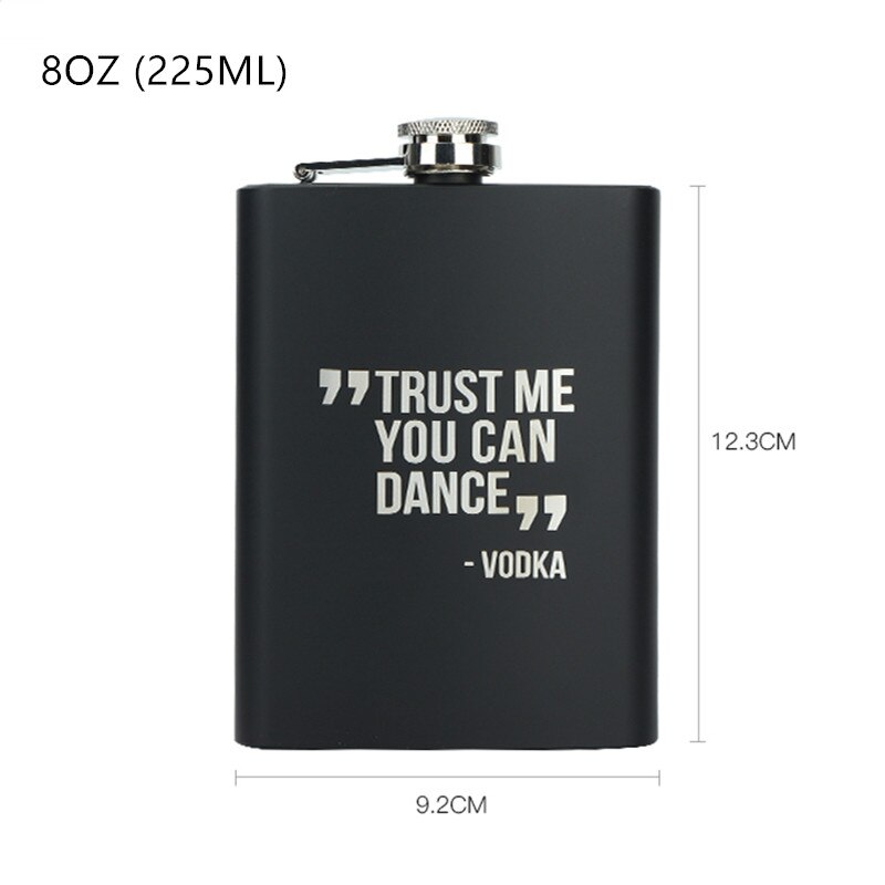 8oz Stainless Steel Hip Flask Black Paint Alcohol Flagon Whiskey Wine Bottle Travel Drinkware For