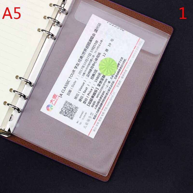 1PC A5/A6 Loose-leaf PVC Matte Organizer Clear Plastic Storage Pouch Bag Collection Folder Card Zipper Bag Portable Stationery: A5 folder