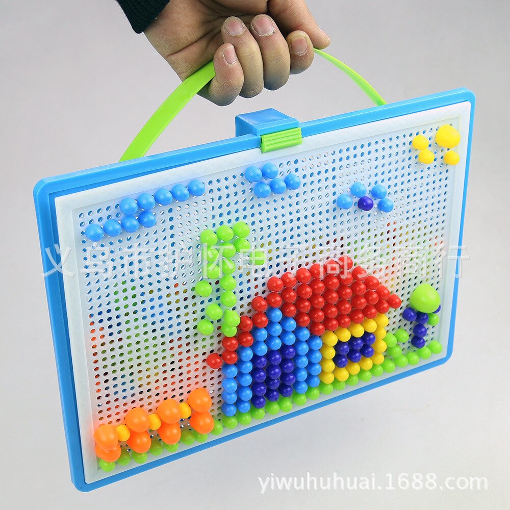 296Pcs KINDEREN SPEELGOED Paddestoel Nagels Puzzel Spel Creatieve Mozaïek Pegboard Educatief Speelgoed voor Kinderen puzzel doos