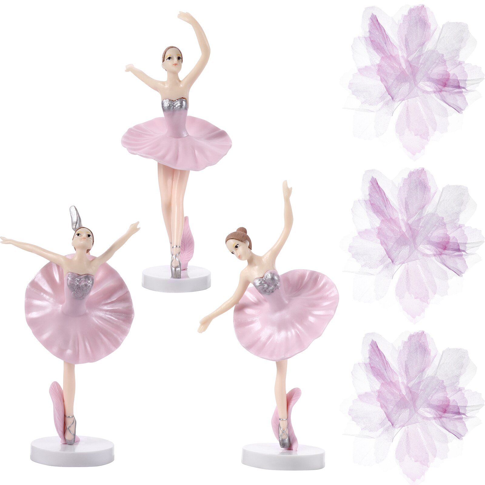 6 stk vakre kakepynt ballerina utsmykkingssett plast dansende jente håndverk figurer