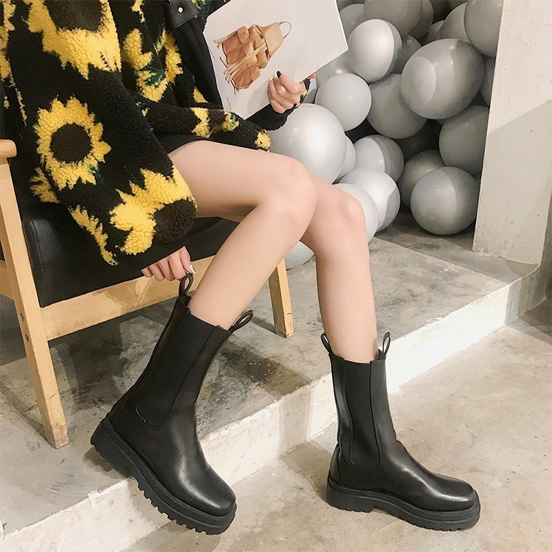 Women Chunky Heel Ankle Boots Woman Shoes Autumn Brand Chelsea Boots Female Platform Boots Lasdies Low High