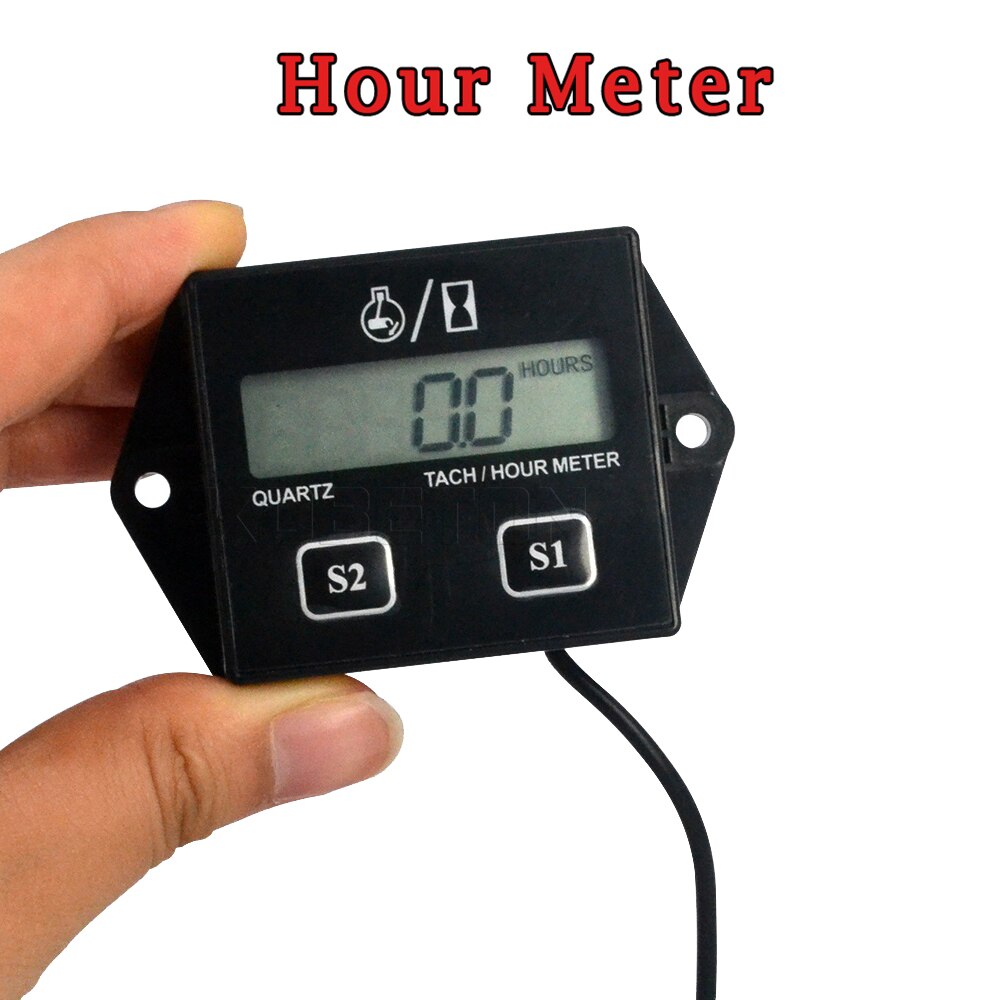 Motorcycle Digital Display Tachometer Motor Boat Engine Electronic Tachometer built in battery tach hour meter black
