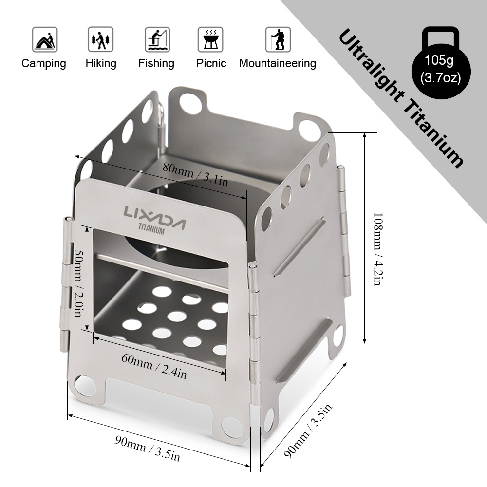 Titanium Camping Wood Stove Portable Outdoor Folding Lightweight Titanium Wood Stove Burning Picnic Alcohol Wood Stove