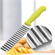 Novedoso cuchillo ondulado de acero inoxidable, cuchillo corrugado para cortar patatas fritas, cortador de virutas, rebanador, herramientas de cocina