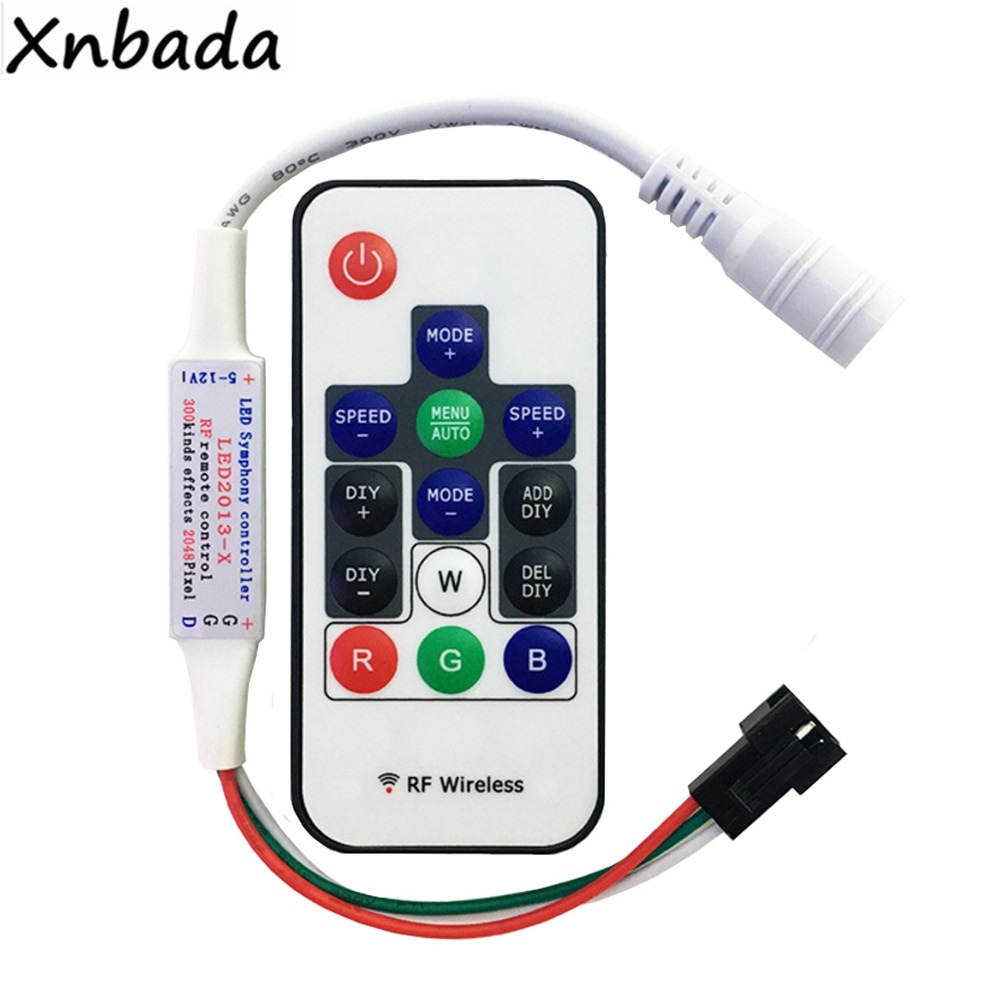 WS2811 WS2812B Rgb Led Light Strip Controller Wireless Rf 14 Toetsen Afstandsbediening Ondersteuning 2048Pixels DC5-12V