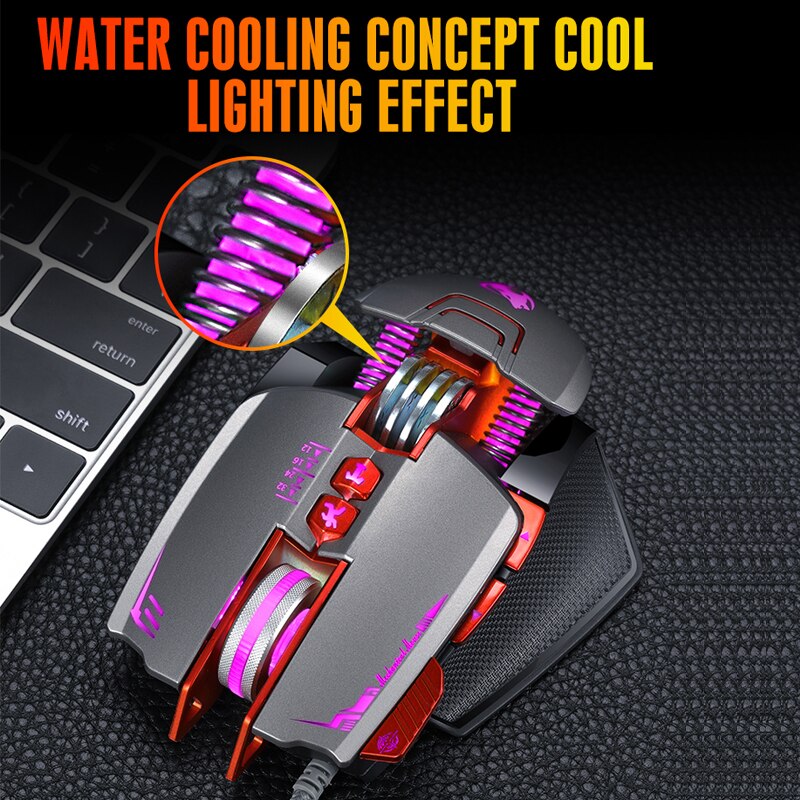 T-Wolf Gaming Mouse Wired 3200 DPI Programmable Breathing Light Ergonomic Game USB Computer Mice Gamer for Desktop Laptop PC