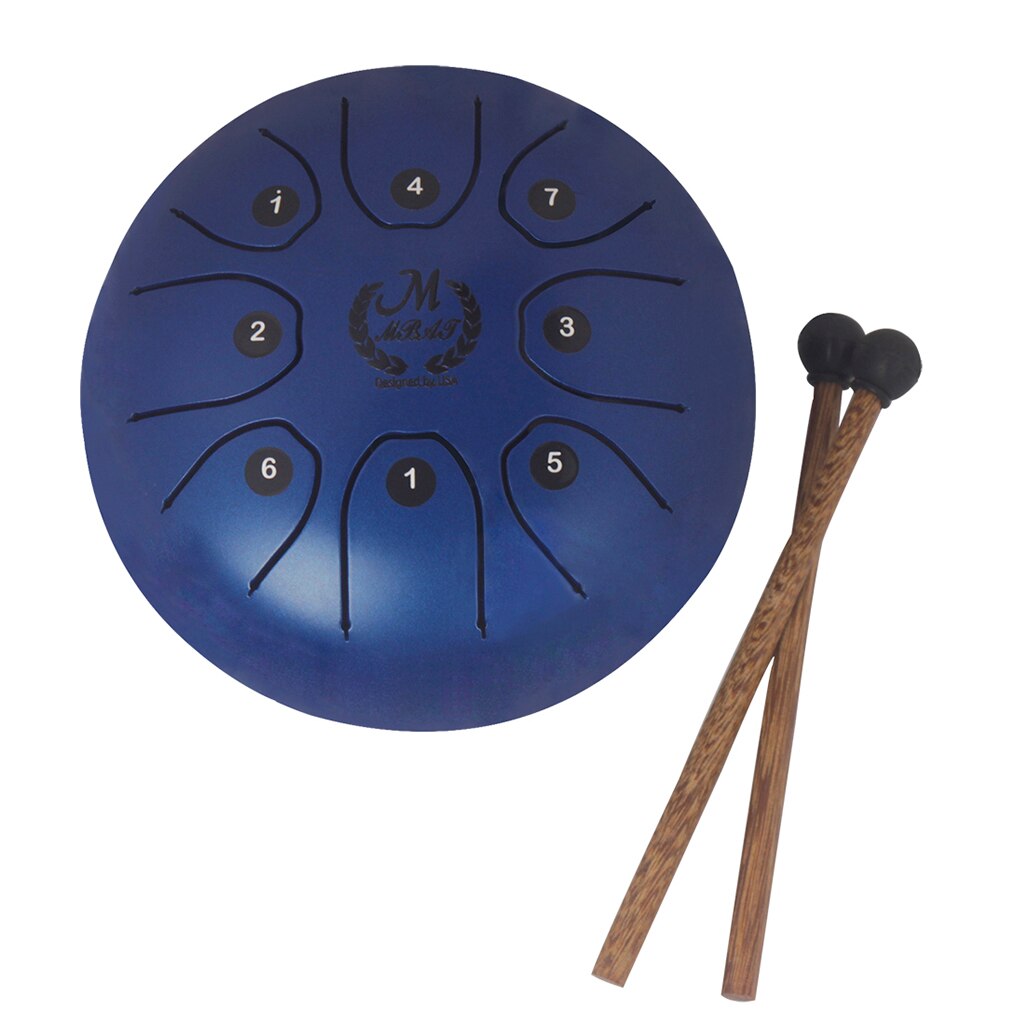 5.5 Inch Mini Tong Drum C Tune 8 Notes Handpan Drum W/Drumstick Opbergtas Voor Volwassenen Kids Beginners: Blue