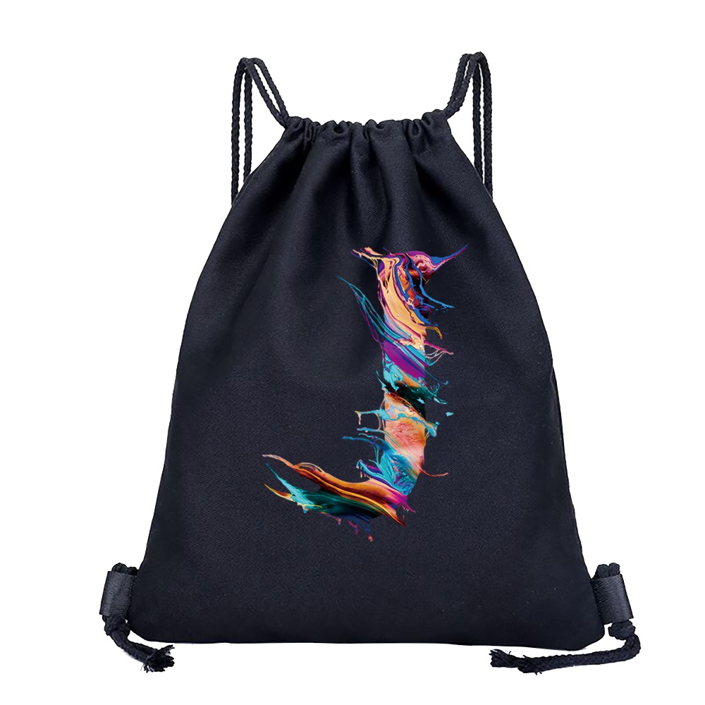 26 Initials Print Drawstring Bag Backpack Men and Women Beach Sports Travel Backpack Kid Supplies Bag Portable Sundries Bag