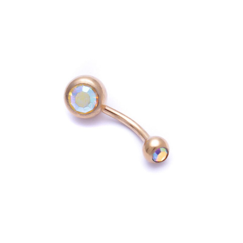 1 Pc Unisex Charm Punk Golden Crystal Rhinestones Navel & Belly Button Rings Body Piercing Jewelry 9 Colors: AB