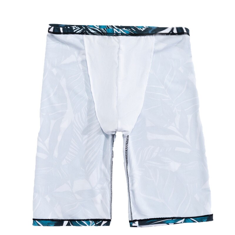 Mannen Leaf Print Strand Broek Hawaiian Zwemmen Board Shorts Zwembroek Hoge Stretch Tropical Marine Stijl Zomer Kleding