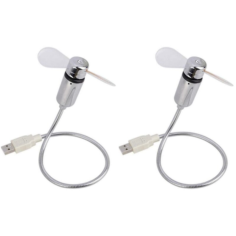 2 USB LED Clock Fan, Mobile USB Fan Portable Cooling Mini USB Quiet Gooseneck Fan for Office, Home & Travel: Default Title