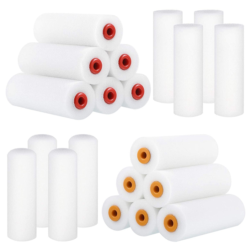 -20 Pieces 4 Inch Foam Roller Refills Small Foam Paint Rollers Covers White Smooth Foam Roller Brushes Kit