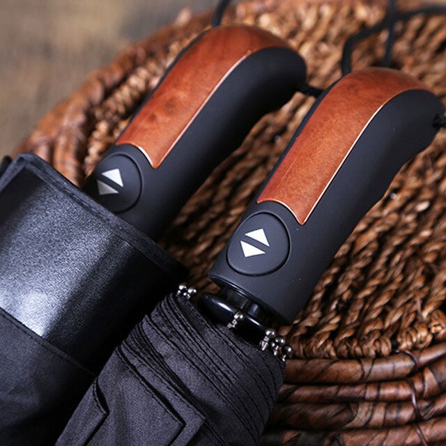 Parapluie classique de style anglais pour hommes, automatique, 10 nervures, résistant au vent, 3 plis, Parasol de professionnelle, pour la pluie: A