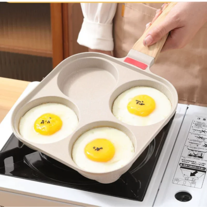 Padella per frittata a 4 fori con coperchio Padella per Hamburger per uova Fornello universale a induzione a gas Padella per uova antiaderente Pentole per cottura delle uova da cucina