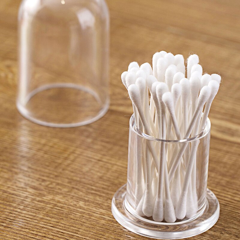 Gennemsigtig tandstikkerholder med betræk husholdningsbord tandstikker opbevaringsboks tavel tandstikker container bomuldspindelholder