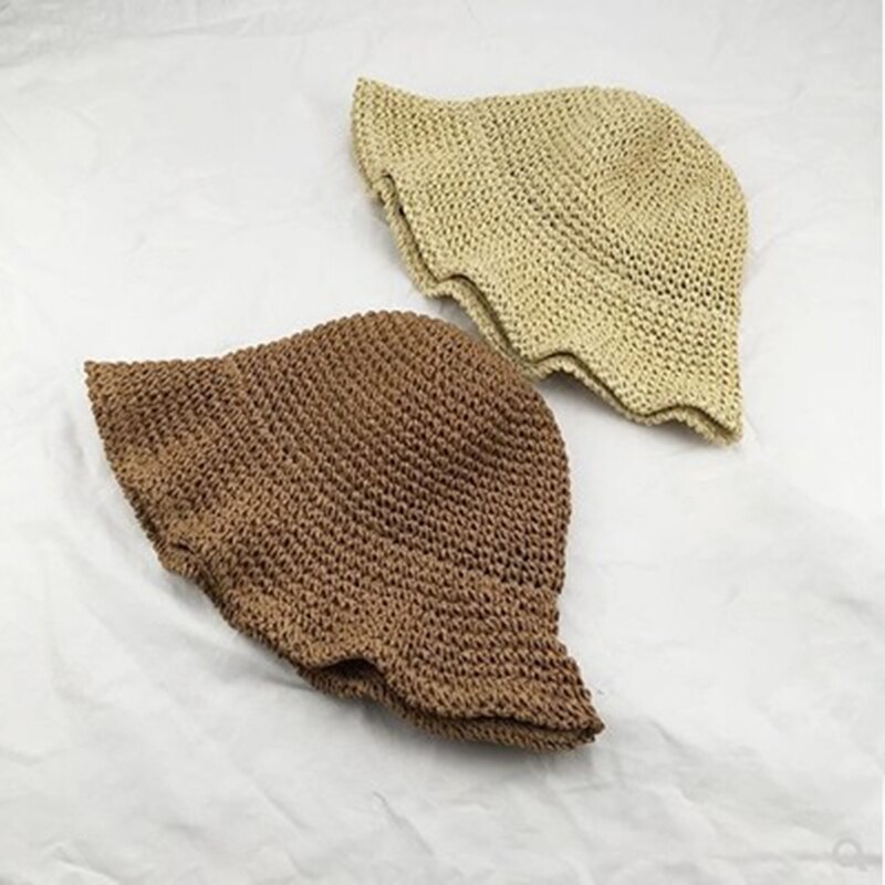 Kvindelig håndlavet solhat spandhætte bred kant kantbare halm hatte til kvinder sommer anti-uv strand hav kvindelige hatte