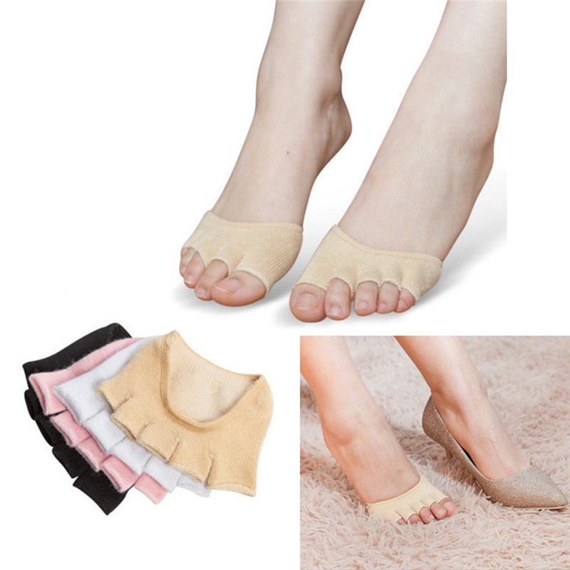 2 stk/par 5 tæer rytmisk ballet dans pote sko gymnastik fod remme elastiske bløde blonder dansesko halvsål tilbehør