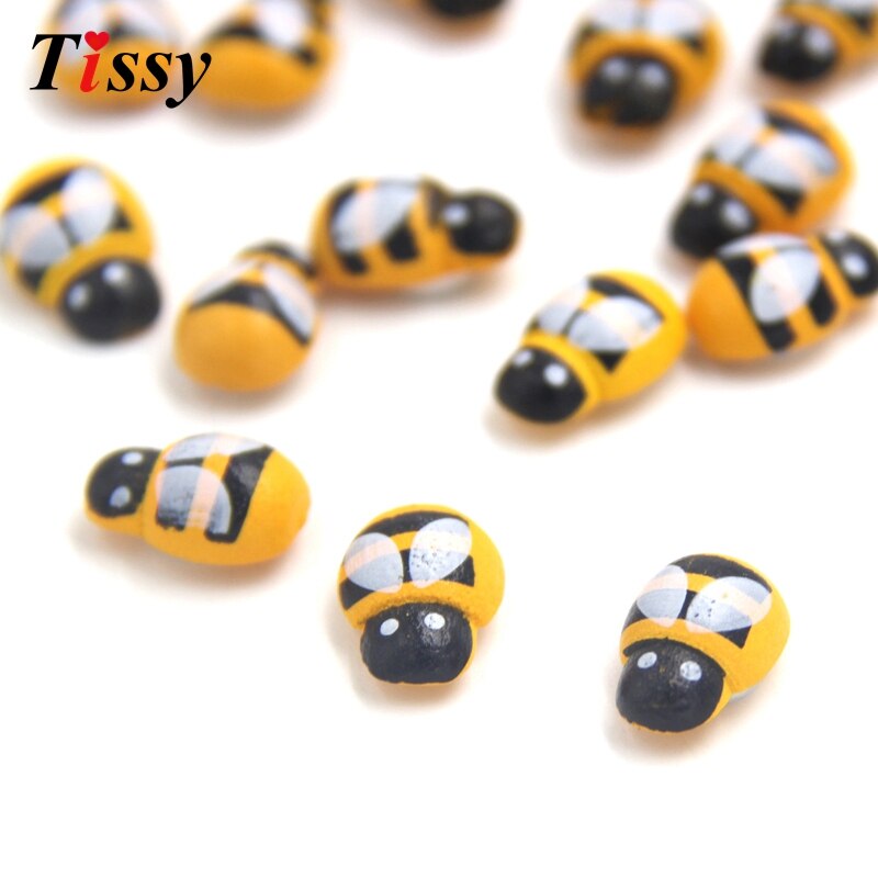 100 Stks/partij Mini Bee Houten Lieveheersbeestje Spons Zelfklevende Stickers Koelkast/Muursticker Kids Scrapbooking Baby Speelgoed Thuis decoratie