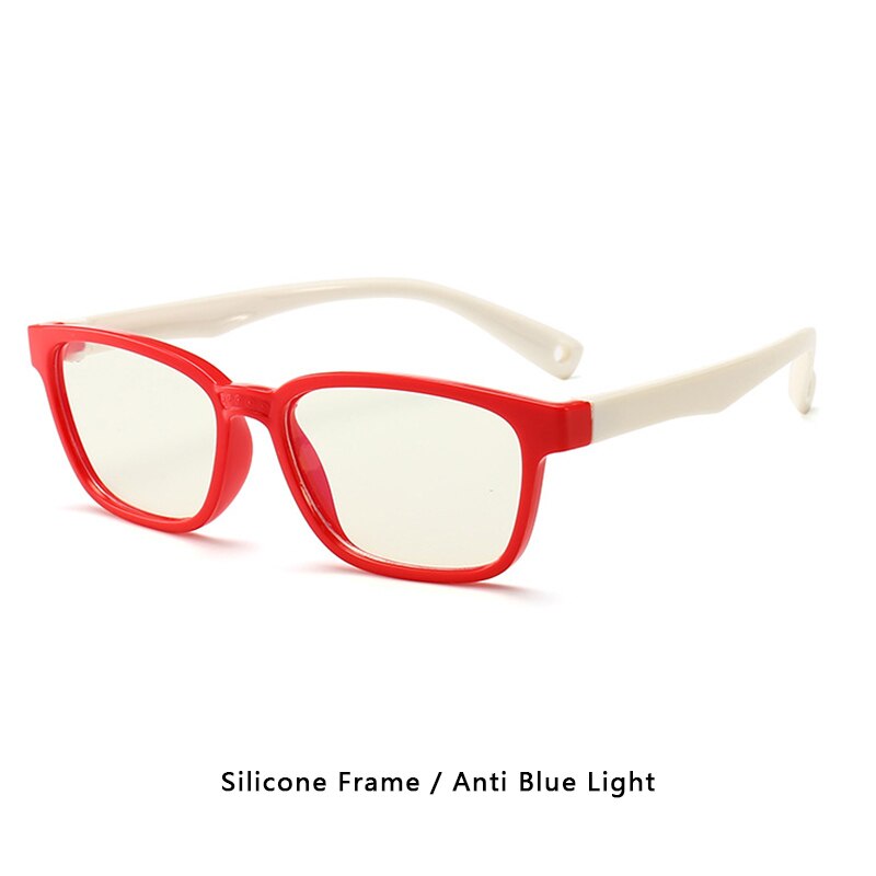 Blue Light Blocking Glasses Kids TR90 Flexible Ultralight Computer Gaming Prescription Glasses Boy Girl Child UV400: C8Red Silicone