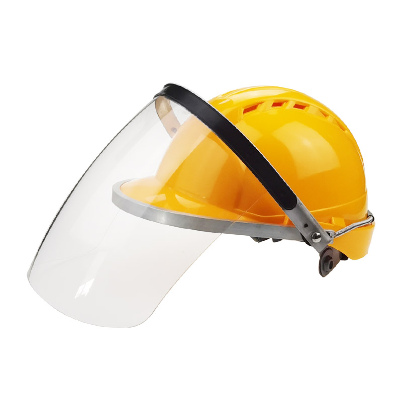 Veiligheid Helm Gezicht Scherm Transparante Elektrische Lassen Gepolijst Anti-Splash Volledige Bescherming Gezicht Harde Hoed Spuiten Maaien Werk: YELLOW