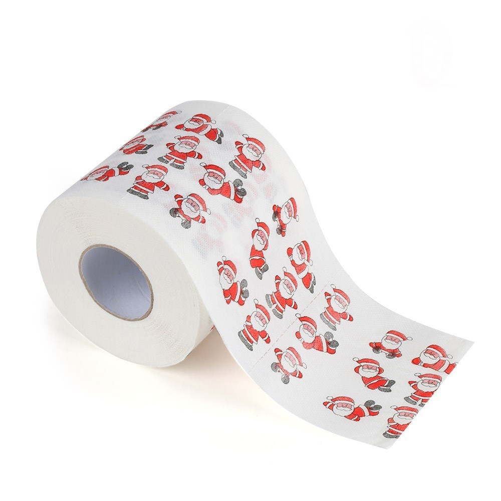 Badepapir juletrykt hjem julemanden bad toilet toiletpapir christma leverer xmas dekor tissue 8/25m toiletpapir: D / 25m