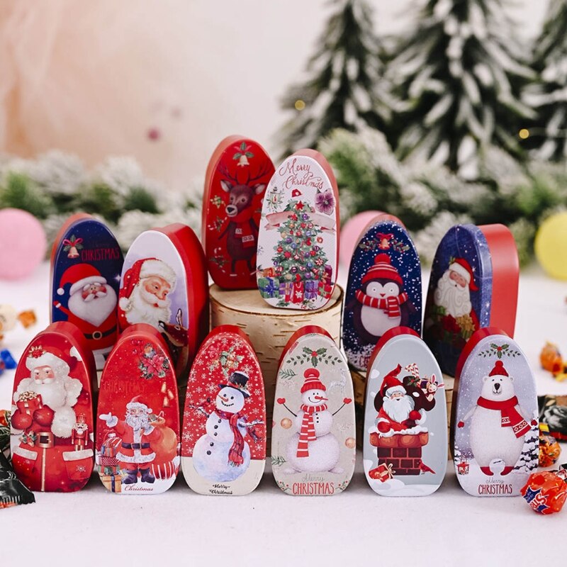 Christmas Embossing Tinplate Empty Tins Candy Cookie Storage Container Decorative Box Kids