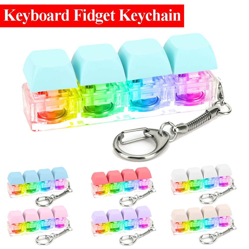 Keyboard Clicker Toy with LED Light Keyboard Fidget Toy Mechanical Key Toy Keyboard Cube Toy for Adult To Relief Pass Time