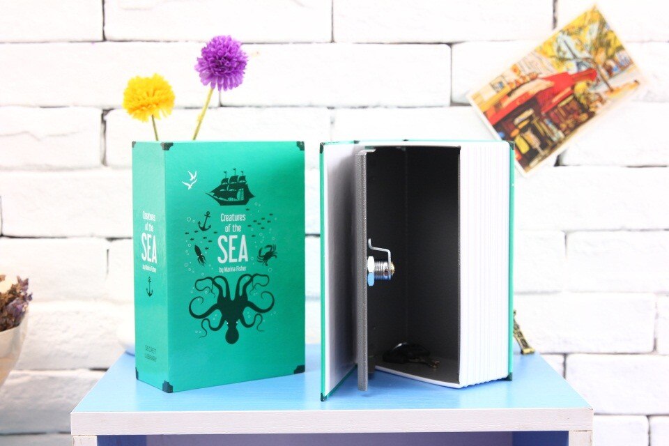 Caja fuerte de seguridad oculta para el hogar y la Oficina, caja fuerte de acero con cerradura de llave, libro de simulación, cajas de viaje, tamaño S, 4 colores, 118x115x55mm: Green