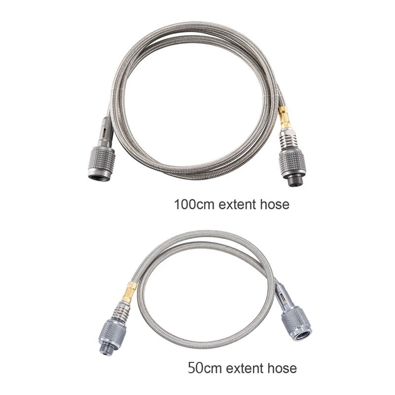 50/100cm Outdoor Camping Gas Extension Tube Stove Adapter Gas Canister Extent Hose Connector Gas Stove Auto-off Adapters: 0.5M and 1M Hose