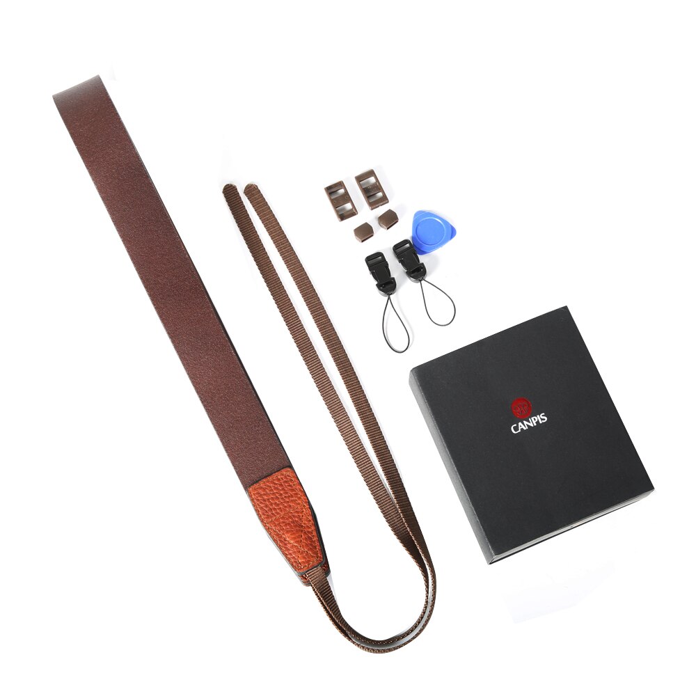 Thicker Version CANPIS Adjustable Universal Brown and Black Leather Strap with Shoulder Neck Support for DSLR Micro Camera