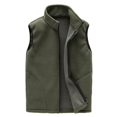 PEVSN Men Winter Fleece Vest Male Thick Warm Waistcoat Outwear Casual Thermal Soft Vests Mens Windproof Sleeveless Jacket,YA720: Dark Green / XL