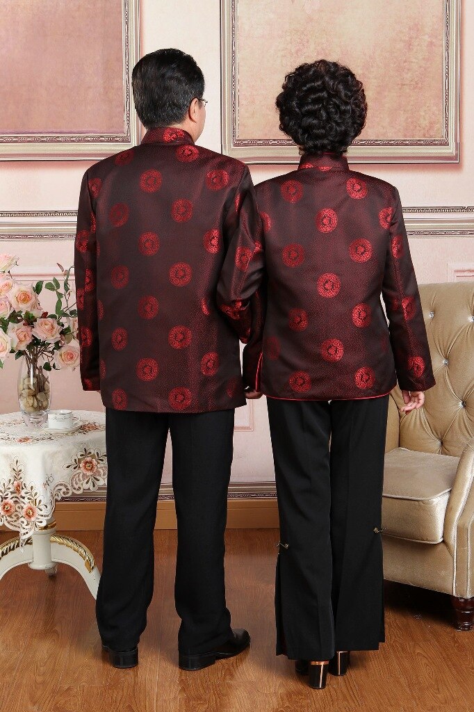 Manica lunga Uomo Vestito di Linguetta Tradizionale Magliette e camicette Autunno Delle Donne Antiche Di Compleanno Camicetta Genitore Nazione Rossa Nuovo Anno Abbigliamento 90