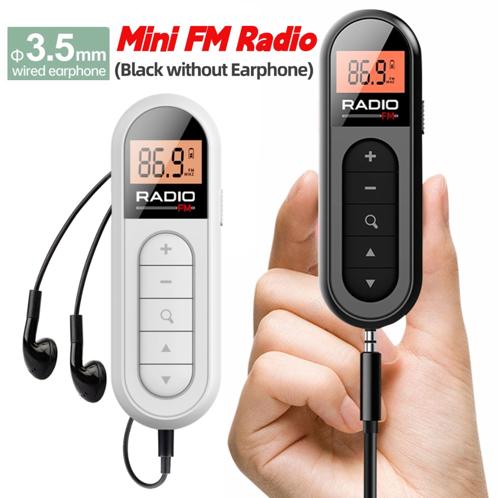 FM-Radio mit Hintergrundbeleuchtung, 76–108 MHz, Mini-Taschen-Clip-Radio mit 3,5-mm-Kopfhöreranschluss, persönliches Walkman-Radio für Spaziergänge, Joggen, Camping
