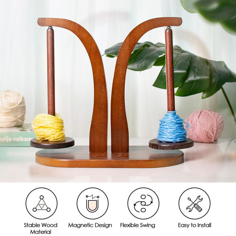 Garnhalter Spinner Magnetischer Garnspender Pendel Rotierender Garnspinner Holz Doppelgarn Spindel Nähwerkzeug betroffen